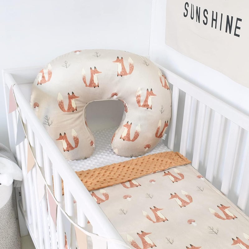 iEvolve Minky Nursing Pillow Cover Breast Feeding Pillow Cover Slipcover U Shape for Baby Boy Girl,Cover Only(Fox) - Image 4